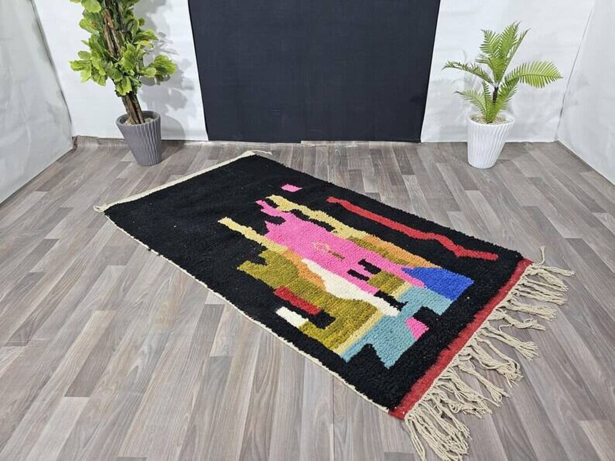 Ręcznie tkany dywan 250x150 cm, wełna, multikolor, Maroko - 202625