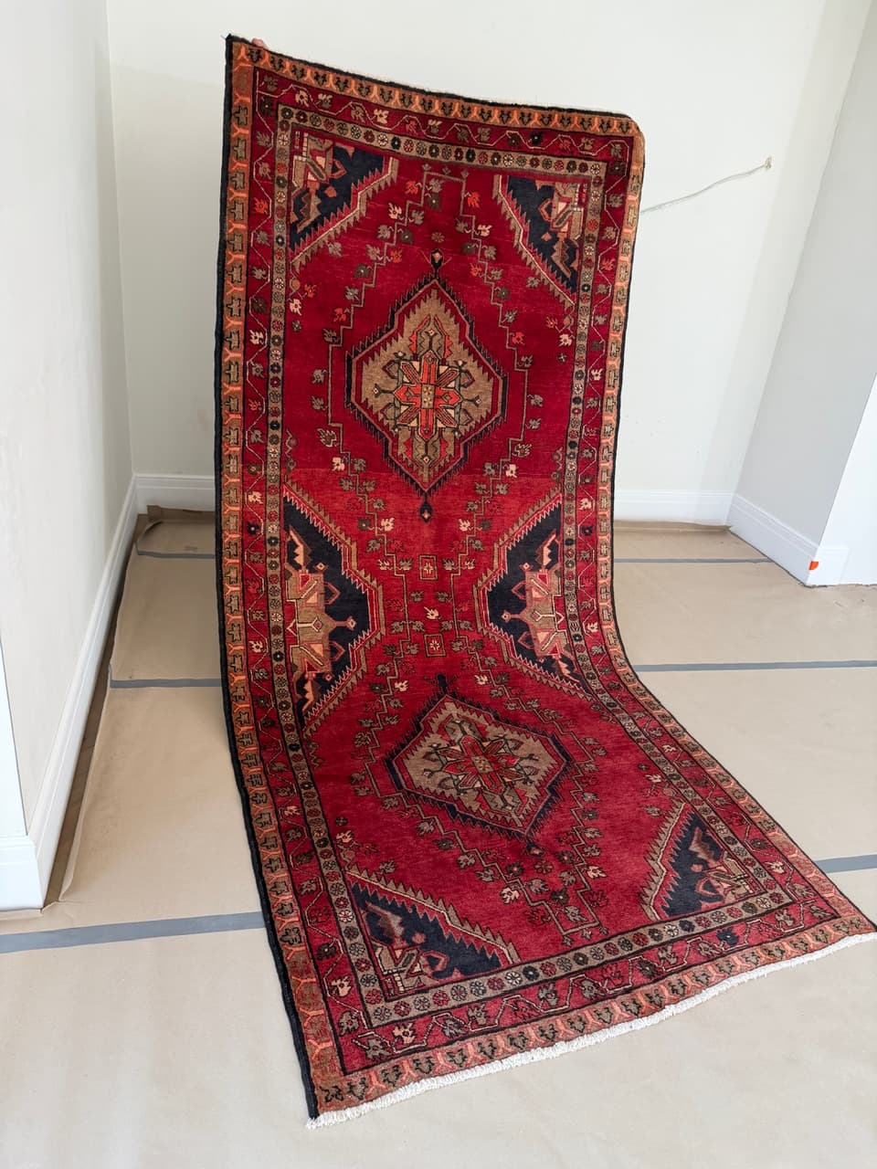 Runner Hamadan Kazak 326x145 cm, multicolor wool, Iran - 201861