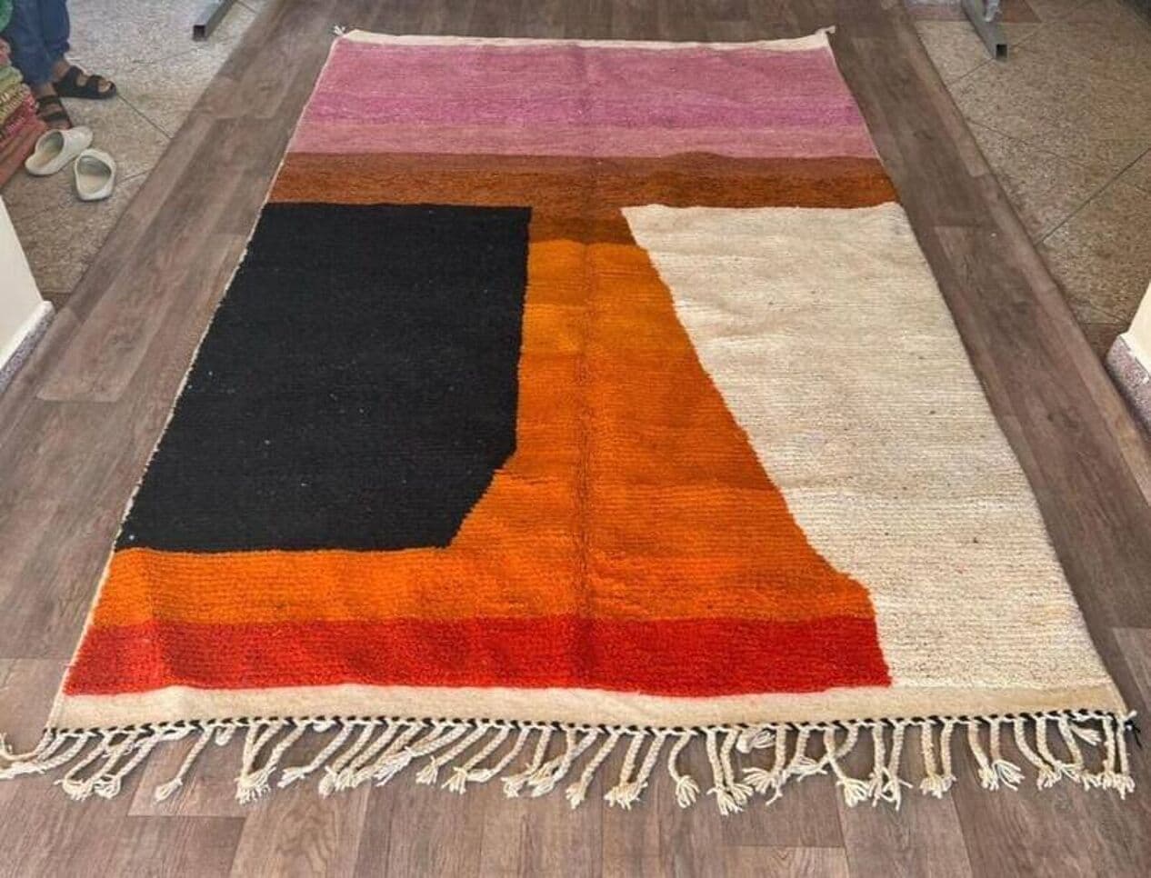 Ręcznie tkany dywan 200x300 cm, wełna, multikolor, Maroko - 202576