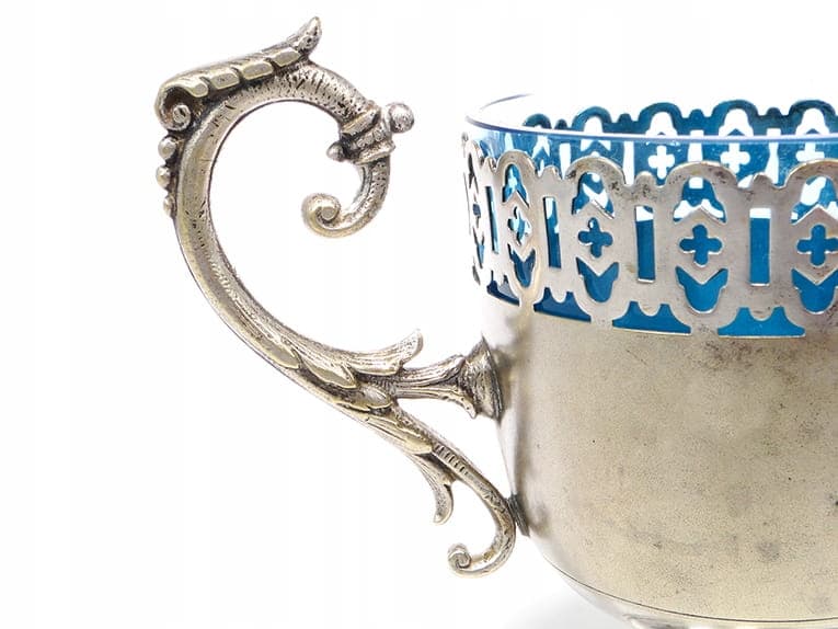 Mlecznik klasycystyczny, srebro, szkło kobaltowe, Austria, XIX w. - 201871