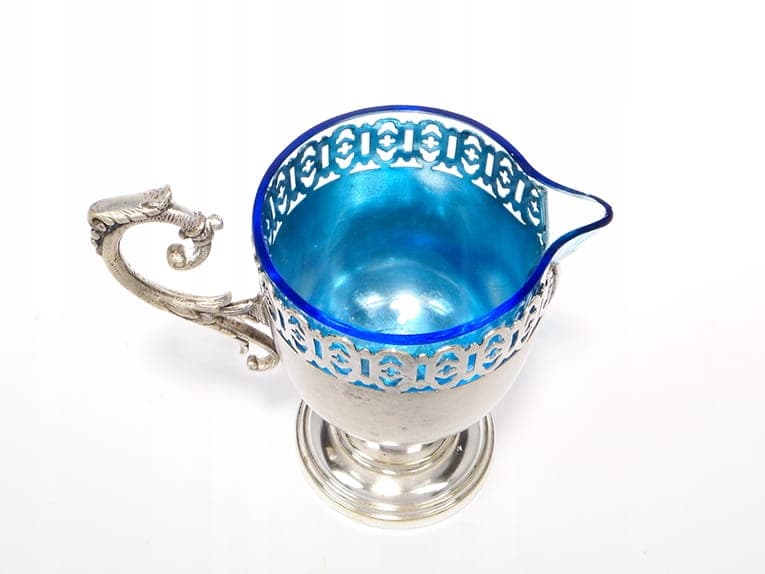 Mlecznik klasycystyczny, srebro, szkło kobaltowe, Austria, XIX w. - 201868