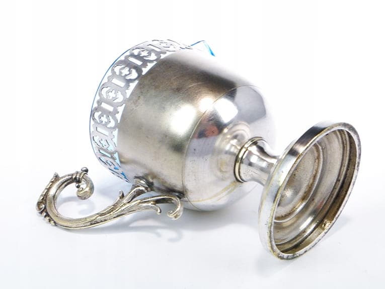 Mlecznik klasycystyczny, srebro, szkło kobaltowe, Austria, XIX w. - 201872