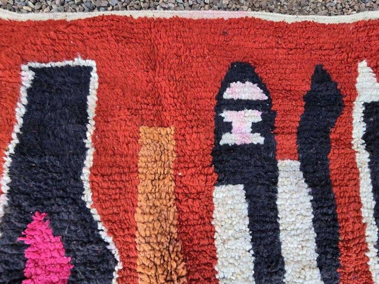 Ręcznie tkany dywan 250x150 cm, wełna, czerwony, wielokolorowy, Maroko - 202501