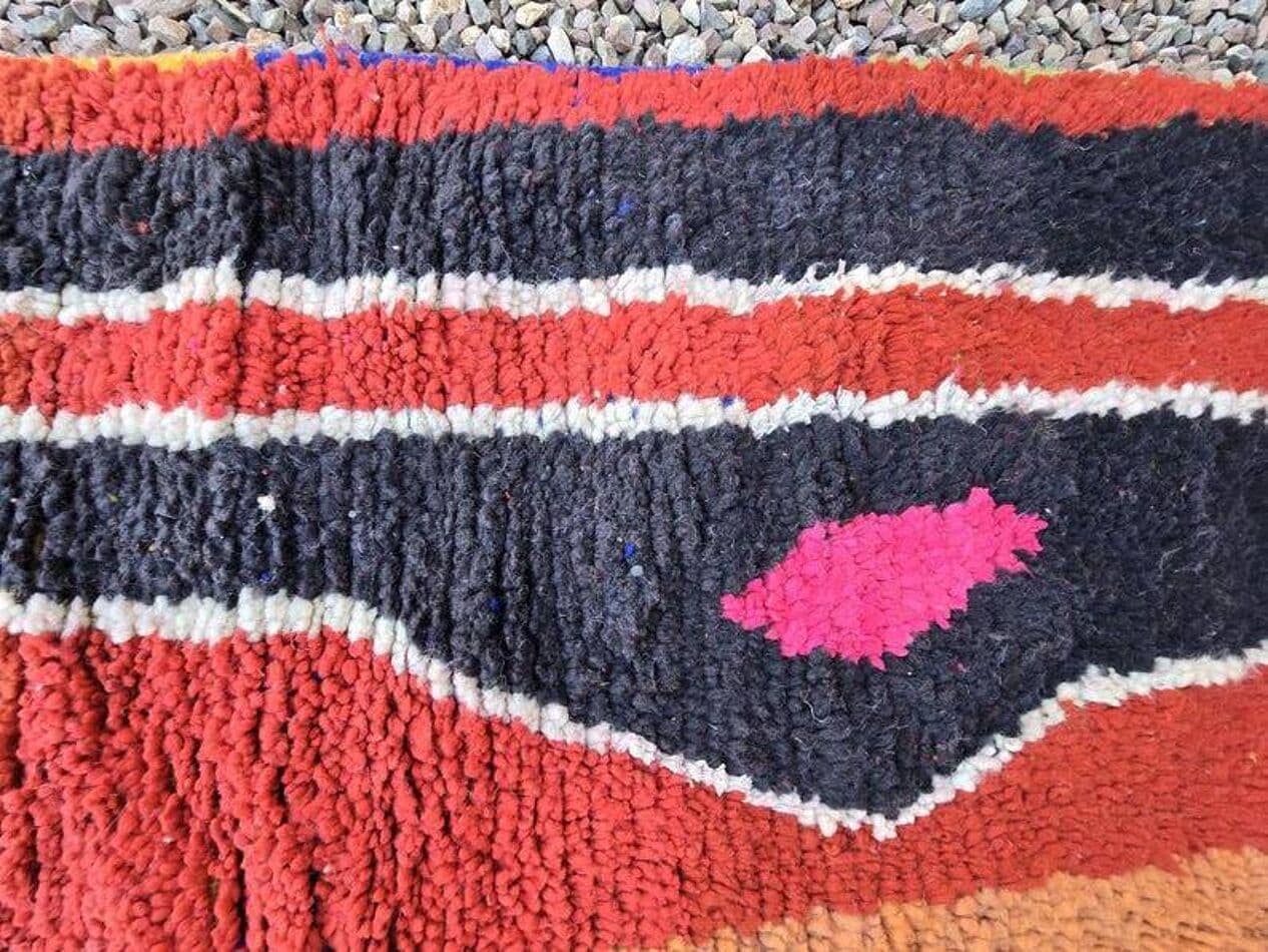 Ręcznie tkany dywan 250x150 cm, wełna, czerwony, wielokolorowy, Maroko - 202502