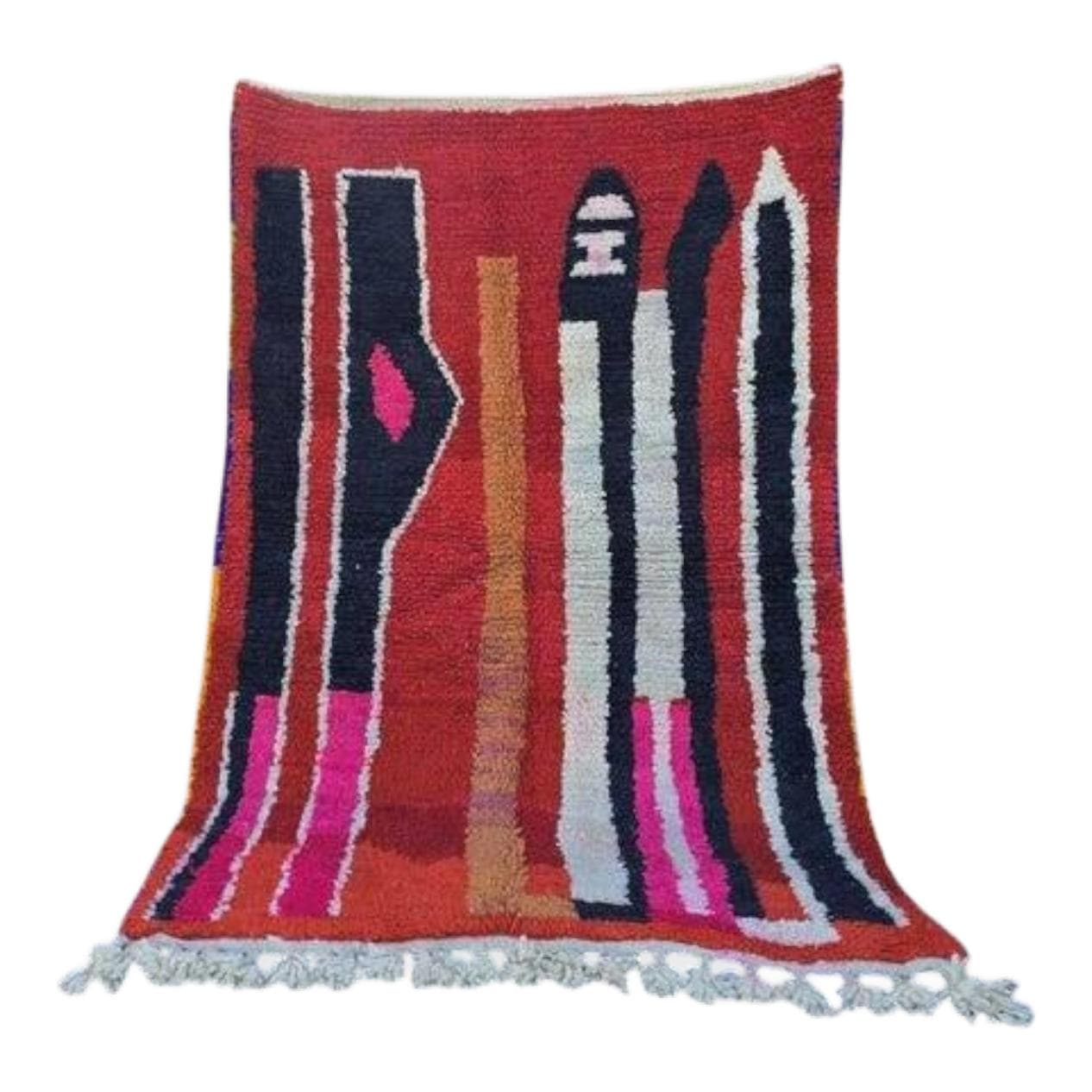 Ręcznie tkany dywan 250x150 cm, wełna, czerwony, wielokolorowy, Maroko