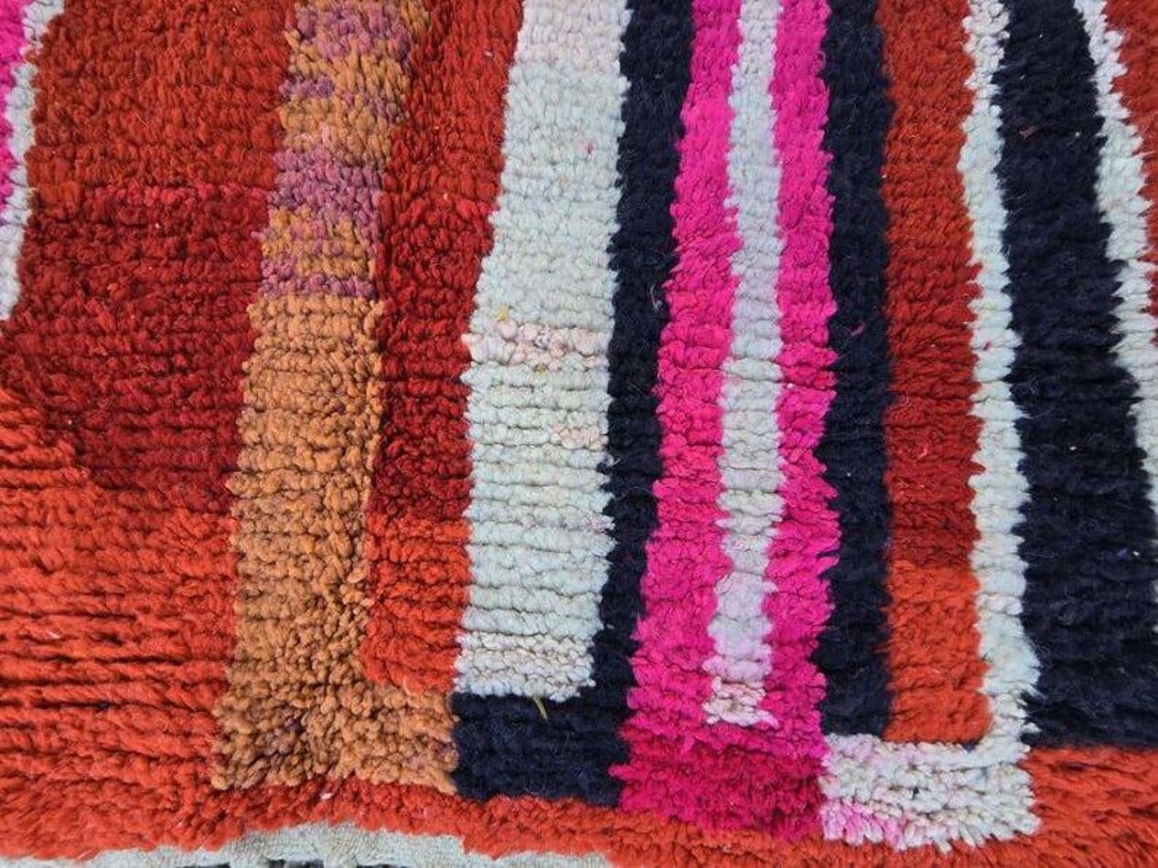 Ręcznie tkany dywan 250x150 cm, wełna, czerwony, wielokolorowy, Maroko - 202500