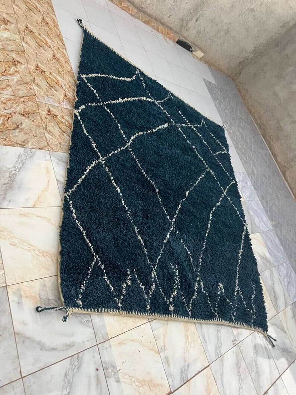 Ręcznie tkany dywan 200x300 cm, wełna, granatowy, biały, Maroko - 202492