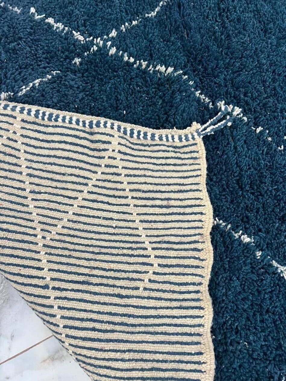 Ręcznie tkany dywan 200x300 cm, wełna, granatowy, biały, Maroko - 202493