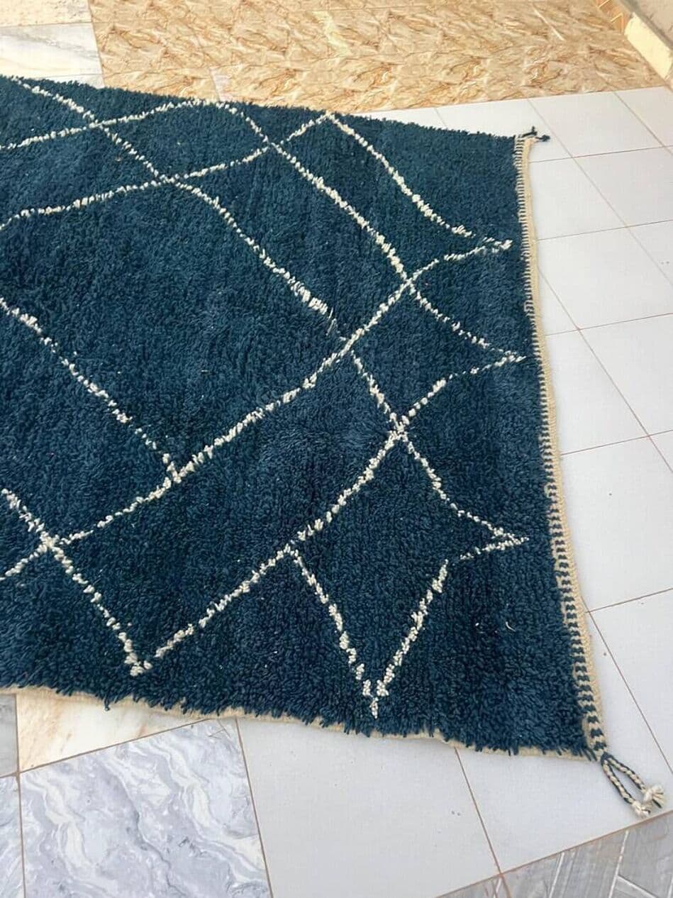 Ręcznie tkany dywan 200x300 cm, wełna, granatowy, biały, Maroko - 202496