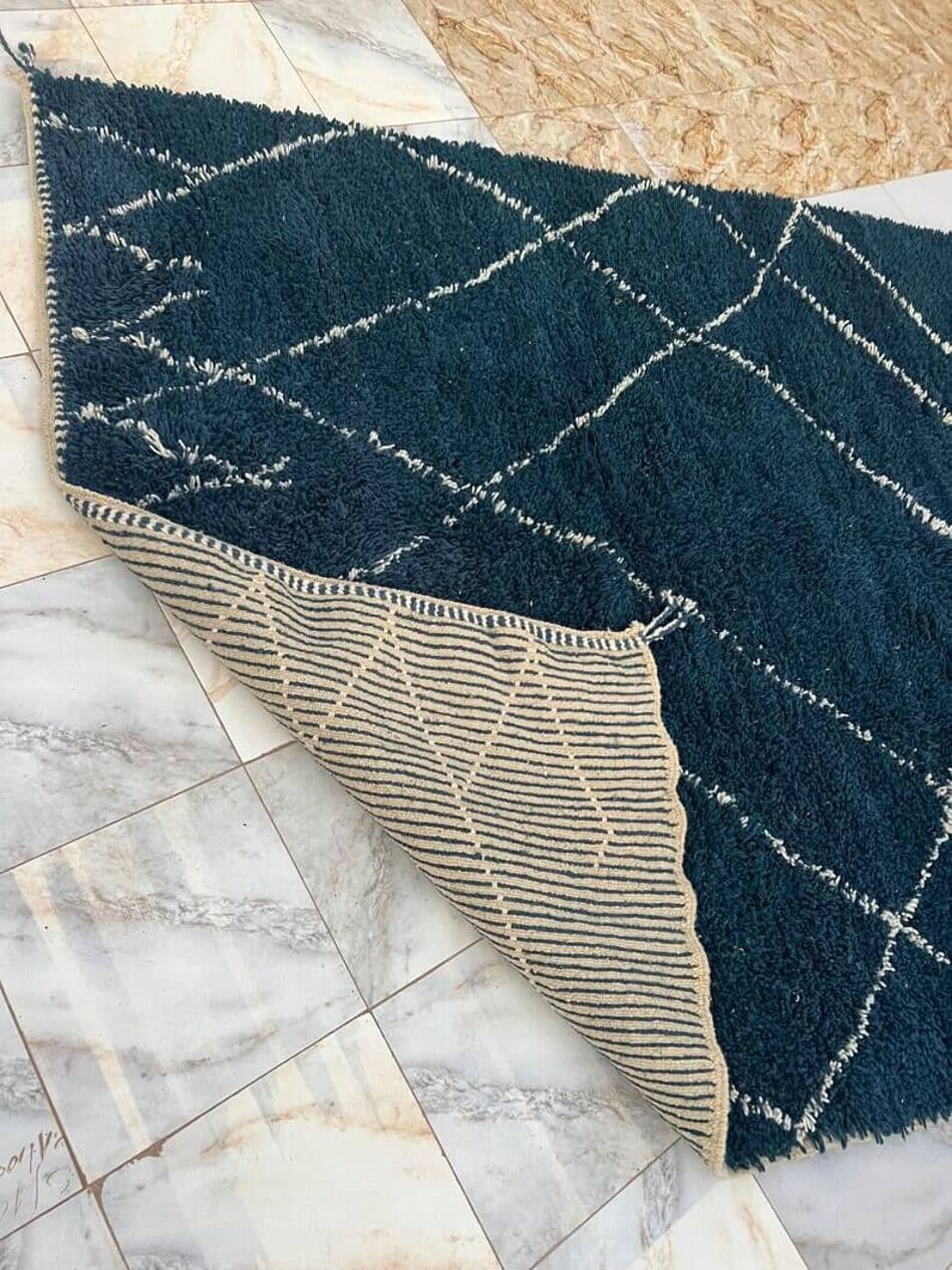 Ręcznie tkany dywan 200x300 cm, wełna, granatowy, biały, Maroko - 202495