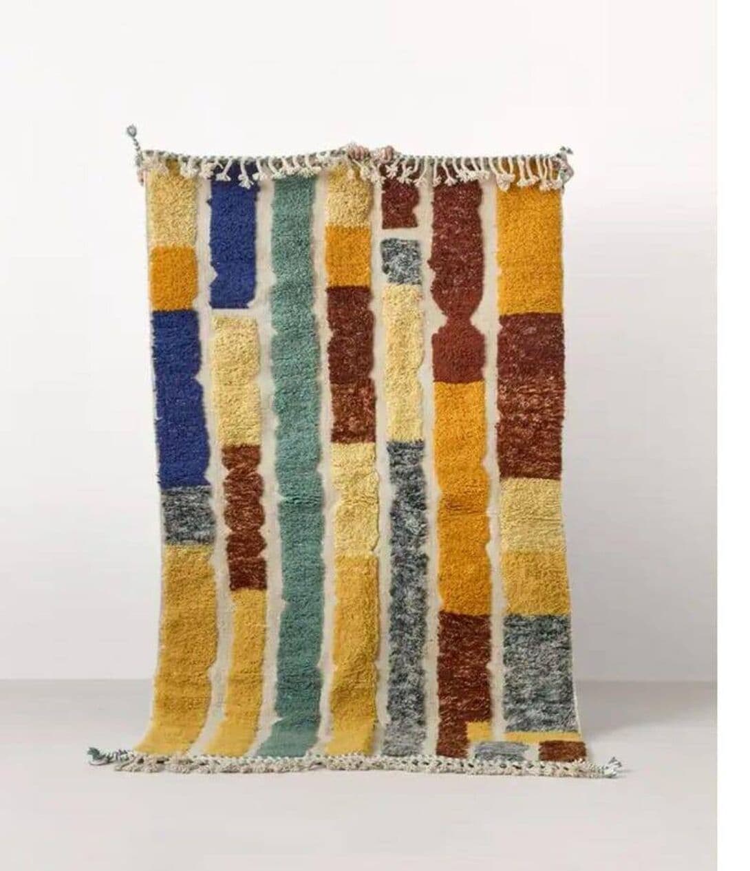 Ręcznie tkany dywan 250x150 cm, wełna, ecru, wielokolorowy, Maroko - 202488