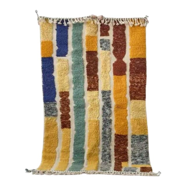 Ręcznie tkany dywan 250x150 cm, wełna, ecru, wielokolorowy, Maroko - WYMIARY