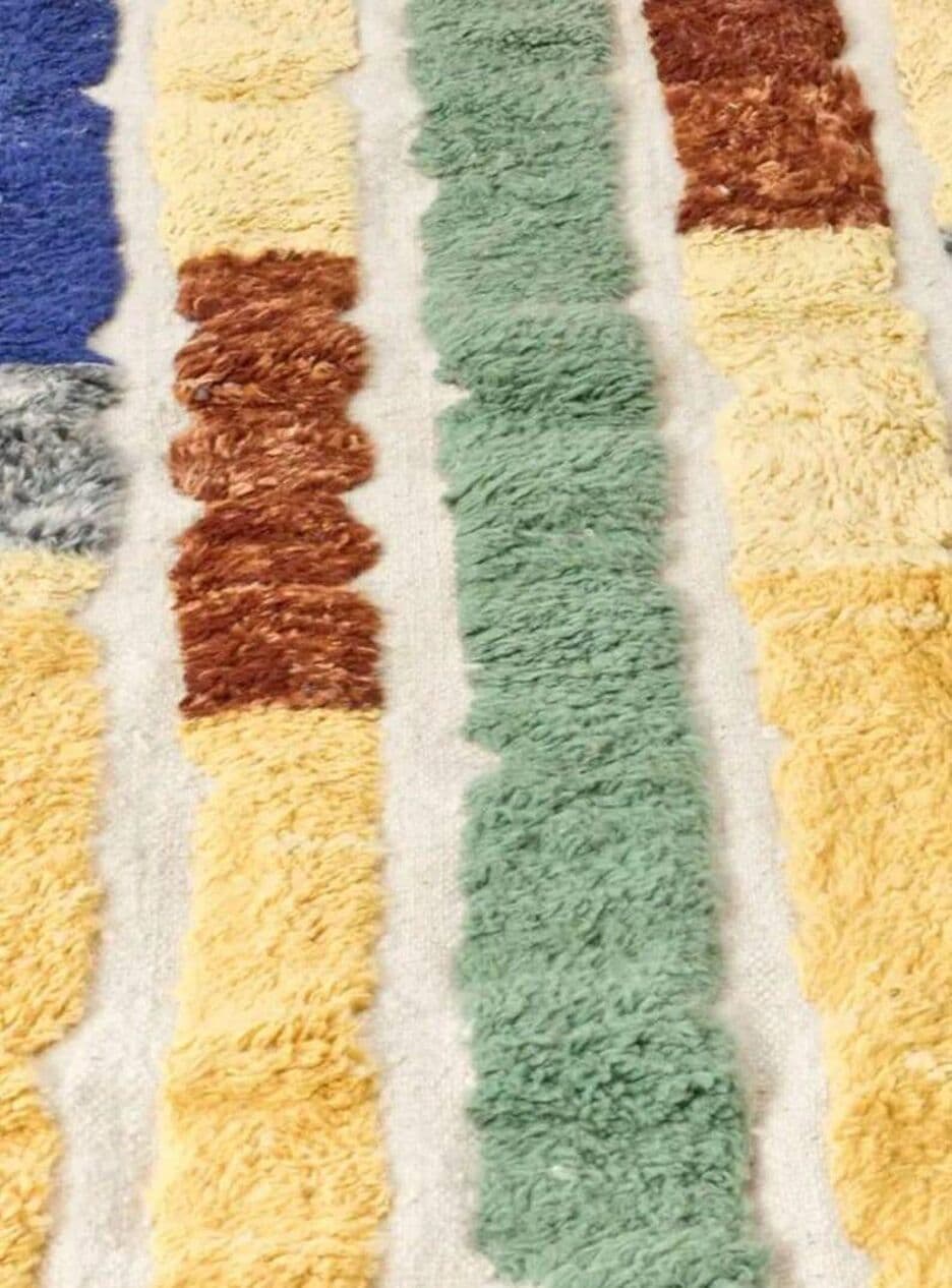 Ręcznie tkany dywan 250x150 cm, wełna, ecru, wielokolorowy, Maroko - 202490