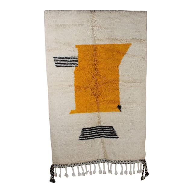 Ręcznie tkany dywan 250x150 cm, wełna, biały, żółty, czarny, Maroko - WYMIARY