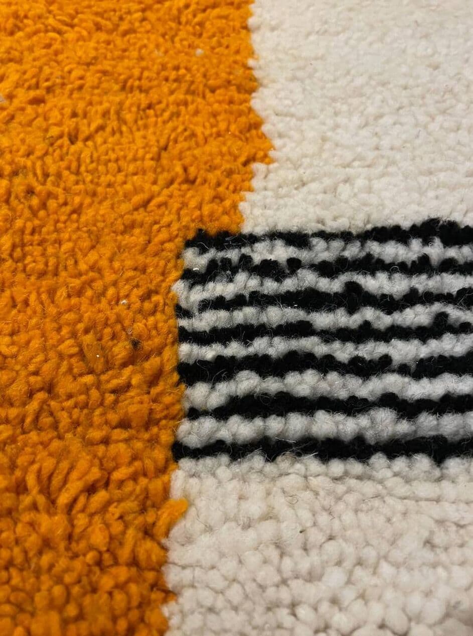 Ręcznie tkany dywan 250x150 cm, wełna, biały, żółty, czarny, Maroko - 202484