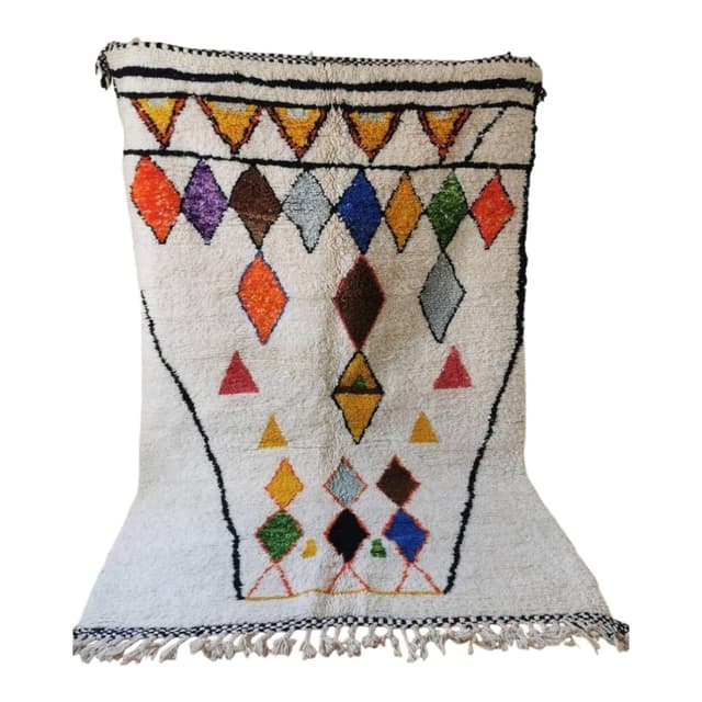 Ręcznie tkany dywan 250x150 cm, wełna, ecru, wielokolorowy, Maroko - WYMIARY