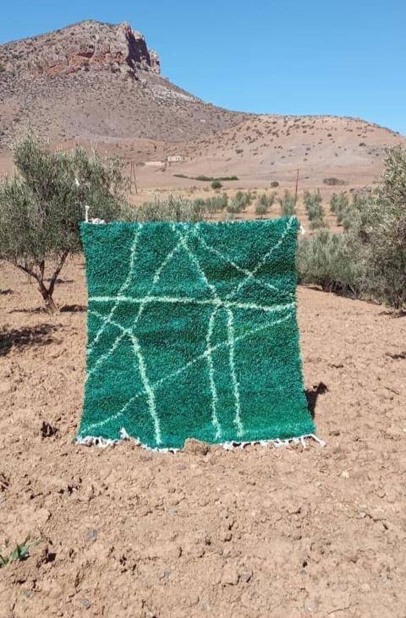 Ręcznie tkany dywan 250x200 cm, wełna, zielony, Maroko - 202471
