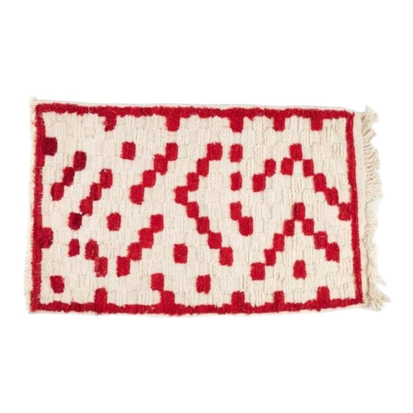 Ręcznie tkany dywan 250x150 cm, wełna, kremowy, czerwony, Maroko