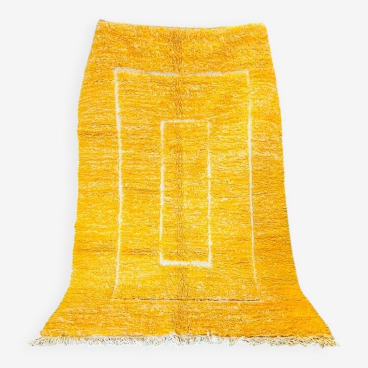 Ręcznie tkany dywan 250x150 cm, wełna, żółty, biały, Maroko - 202329