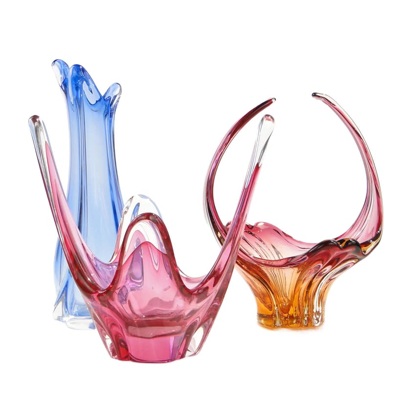 Bowl, pink glass, Val Saint Lambert, Belgium, 1960s.