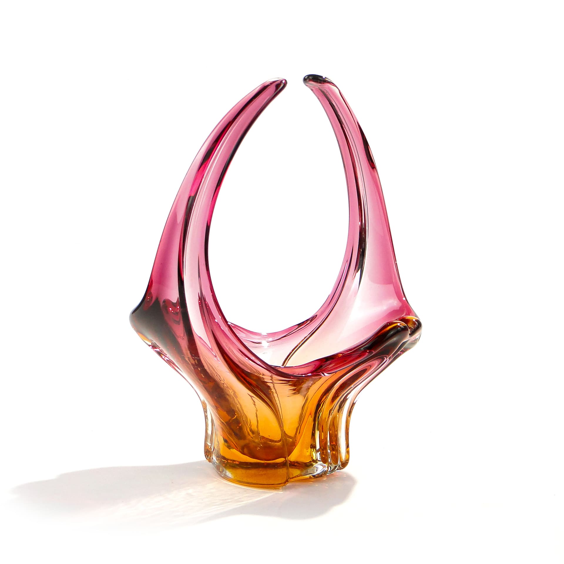 Bowl, pink glass, Val Saint Lambert, Belgium, 1960s. - 1436