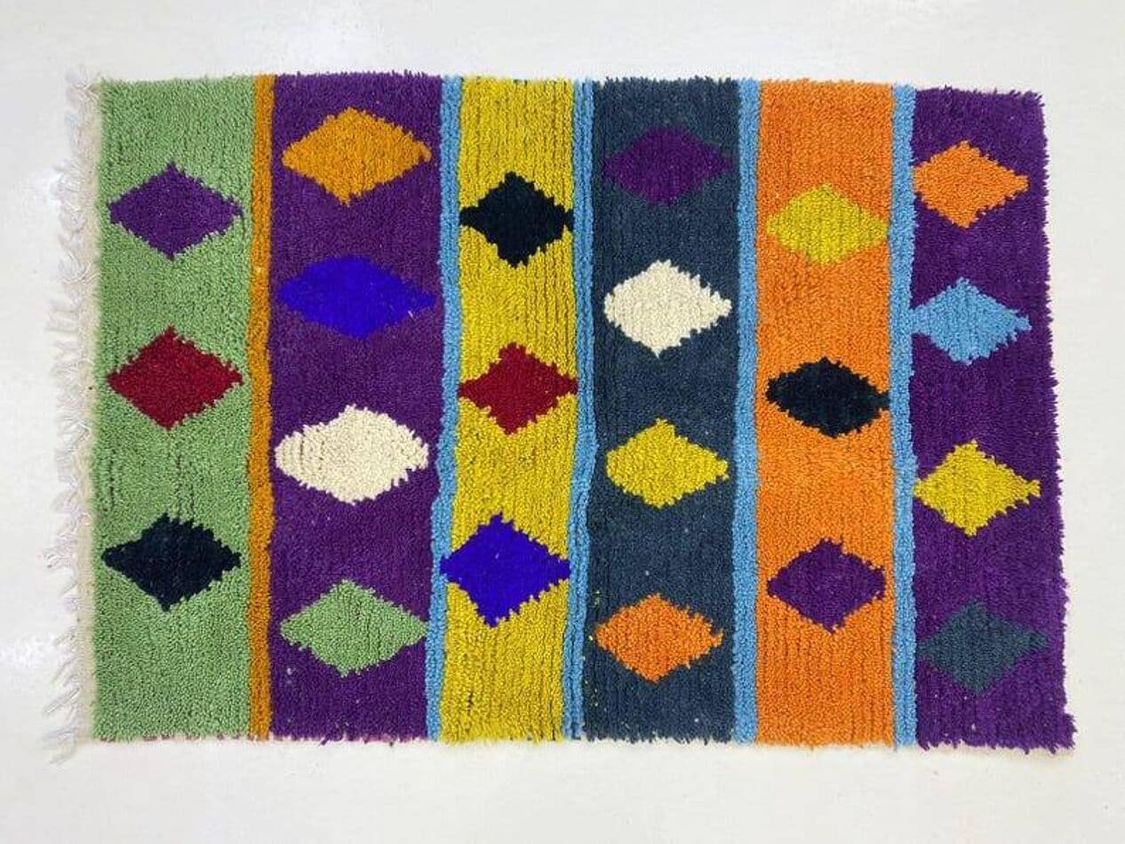 Ręcznie tkany dywan 200x300 cm, wełna, wielokolorowy, Maroko - 202309