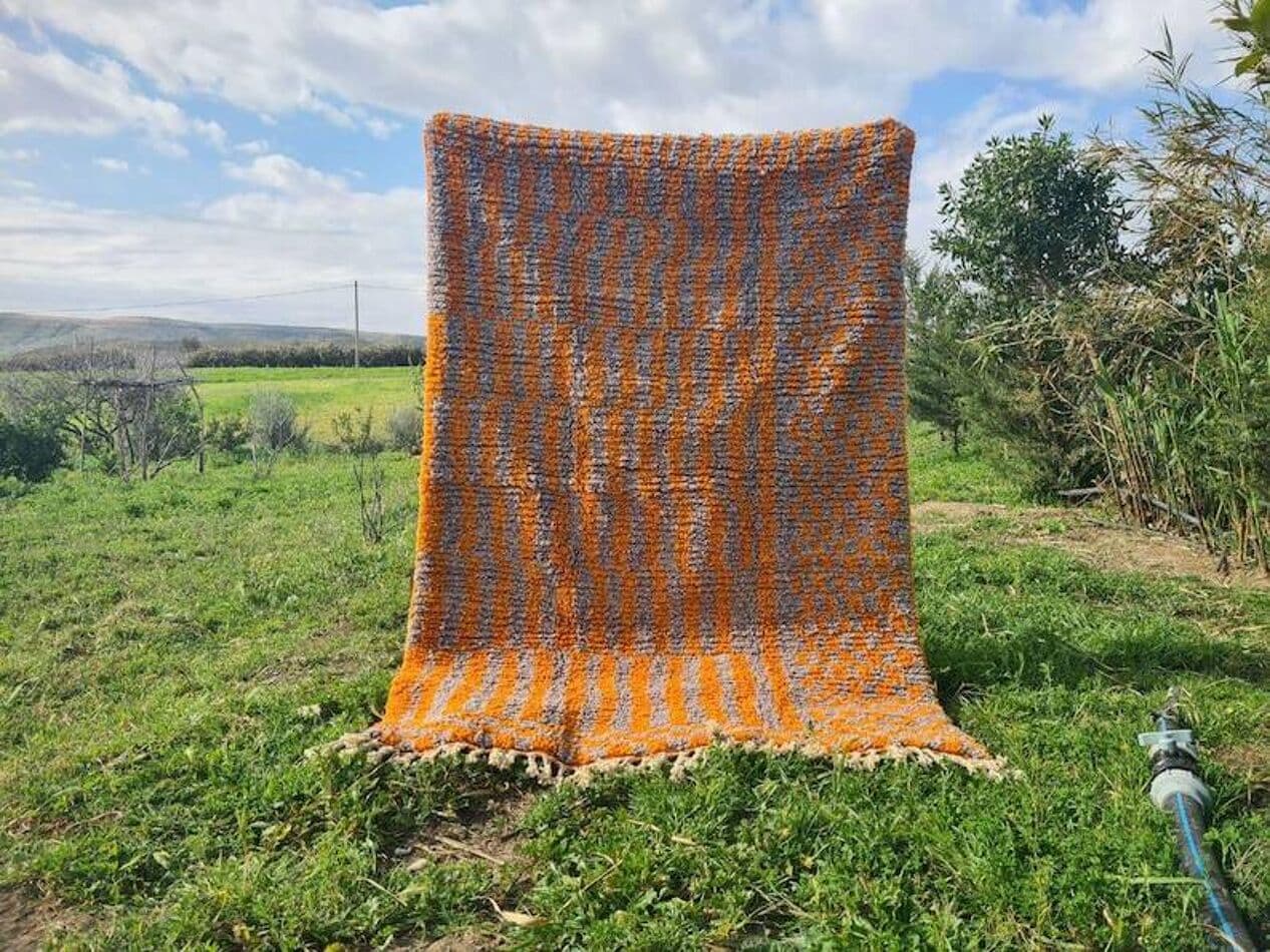 Ręcznie tkany dywan 200x100 cm, wełna, pomarańczowy, Maroko - 202295