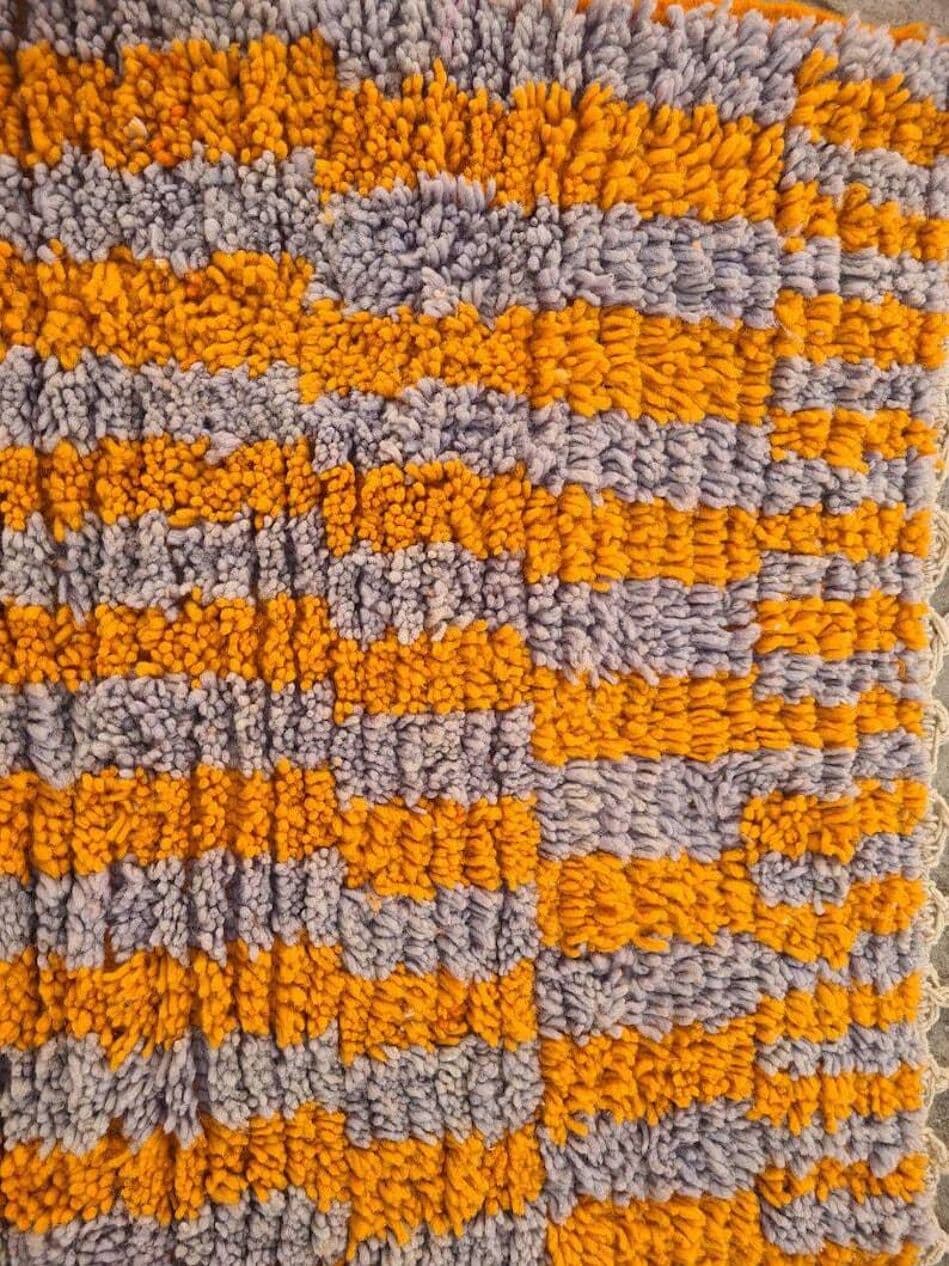 Ręcznie tkany dywan 200x100 cm, wełna, pomarańczowy, Maroko - 202300