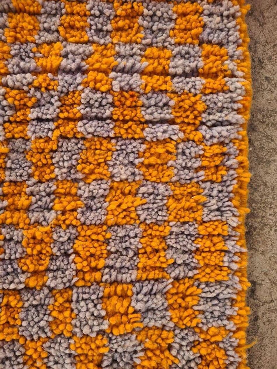 Ręcznie tkany dywan 250x150 cm, wełna, pomarańczowy, szary, Maroko - 202292