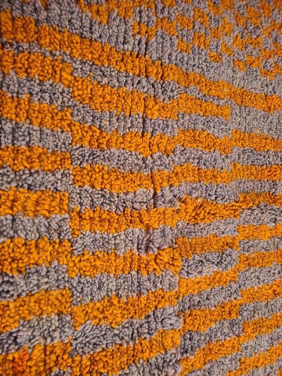 Ręcznie tkany dywan 250x150 cm, wełna, pomarańczowy, szary, Maroko - 202289