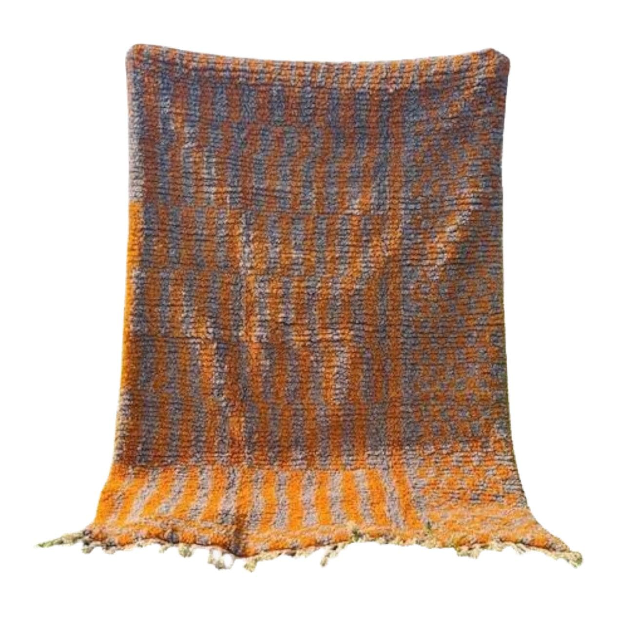 Ręcznie tkany dywan 250x150 cm, wełna, pomarańczowy, szary, Maroko