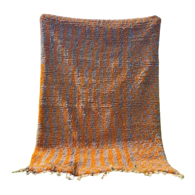 Ręcznie tkany dywan 250x150 cm, wełna, pomarańczowy, szary, Maroko