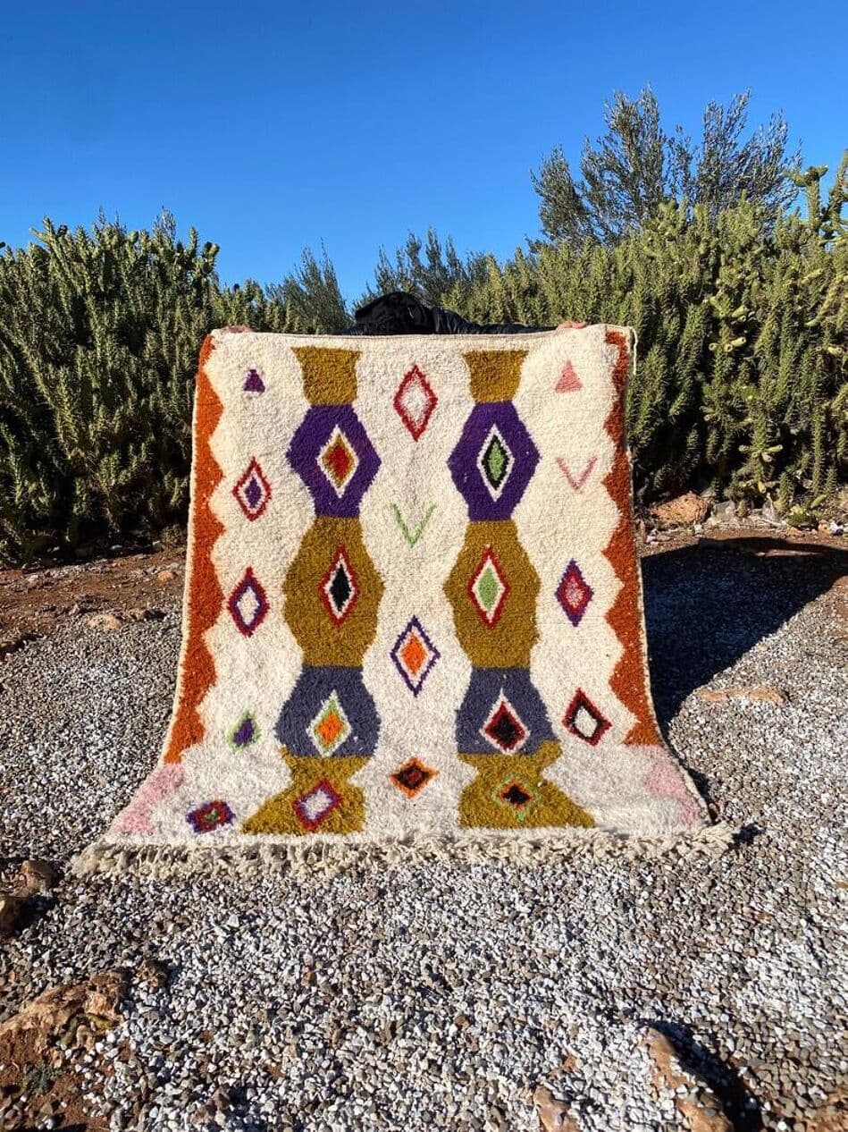 Ręcznie tkany dywan 200x300 cm, wełna, multikolor, Maroko - 202241