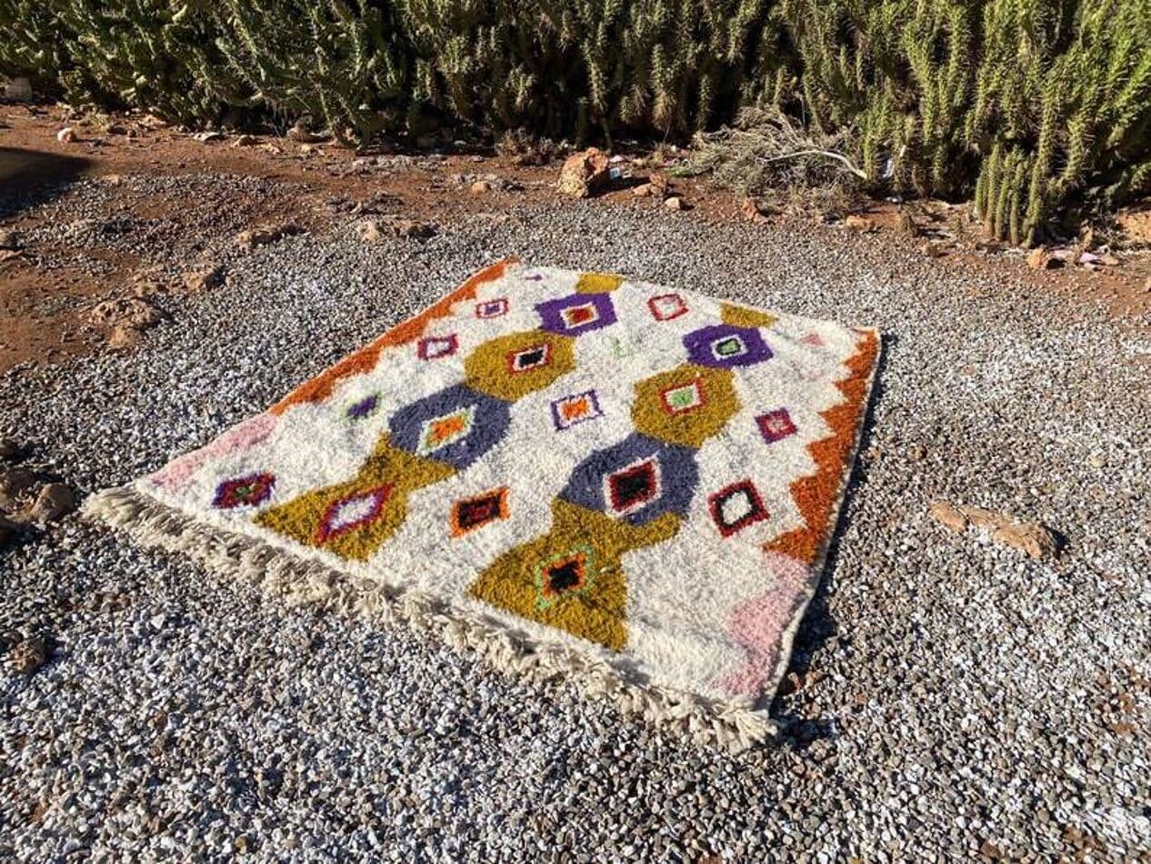 Ręcznie tkany dywan 200x300 cm, wełna, multikolor, Maroko - 202237