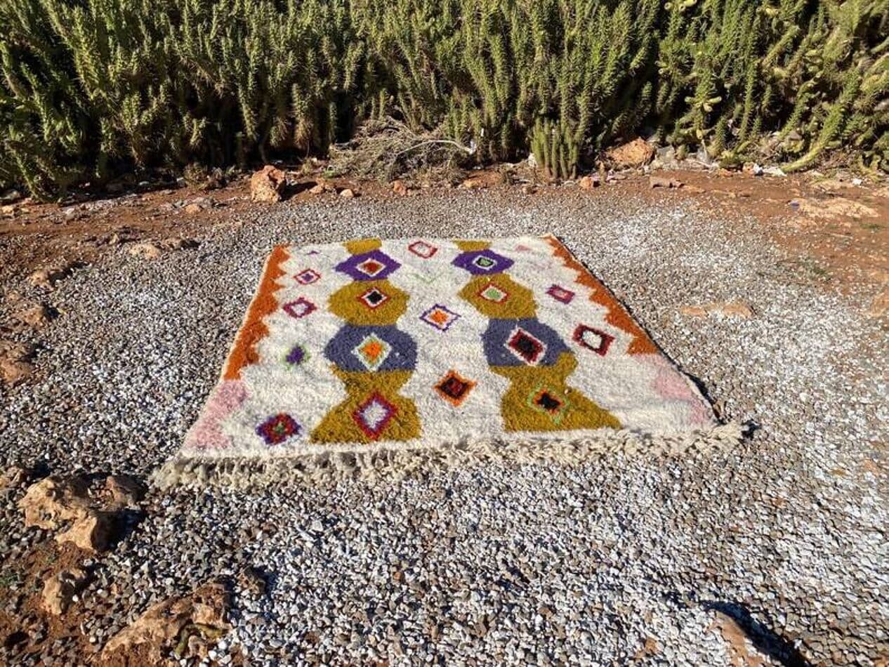 Ręcznie tkany dywan 200x300 cm, wełna, multikolor, Maroko - 202239