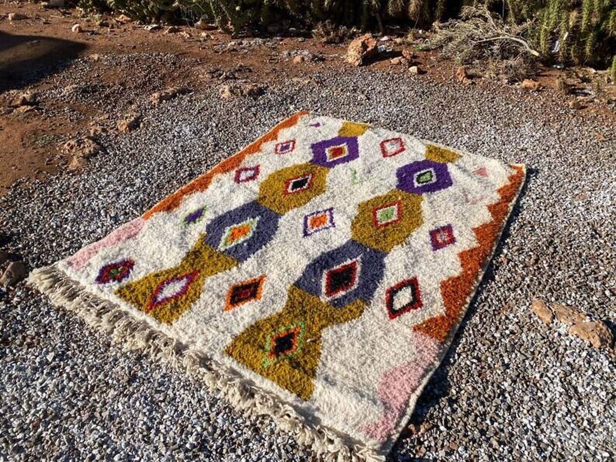 Ręcznie tkany dywan 200x300 cm, wełna, multikolor, Maroko - 202238