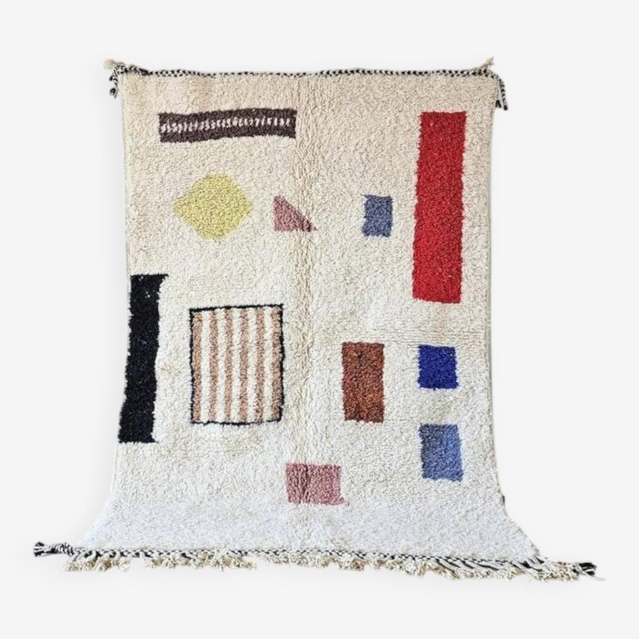 Ręcznie tkany dywan 250x150 cm, wełna, kremowy, wielokolorowy, Maroko - 202183