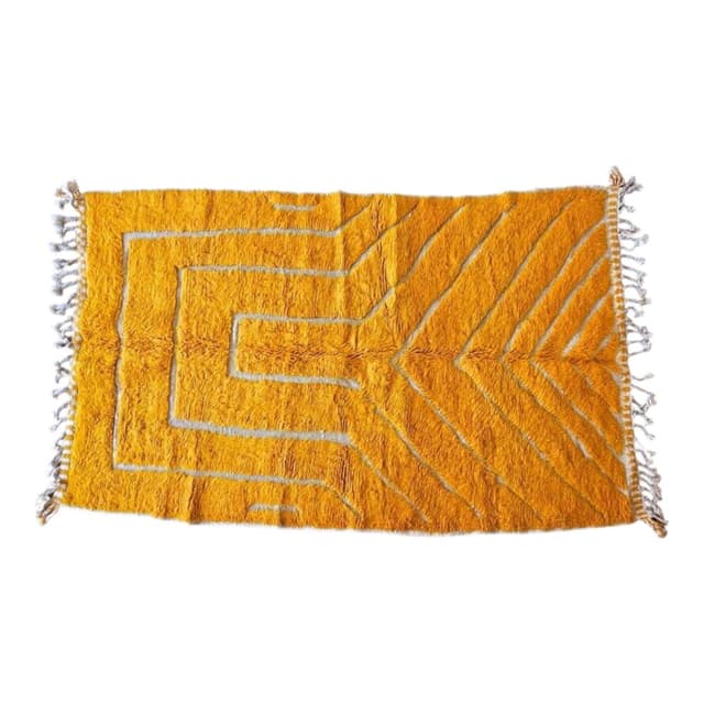 Ręcznie tkany dywan 250x150 cm, wełna, żółty, szary, Maroko - WYMIARY