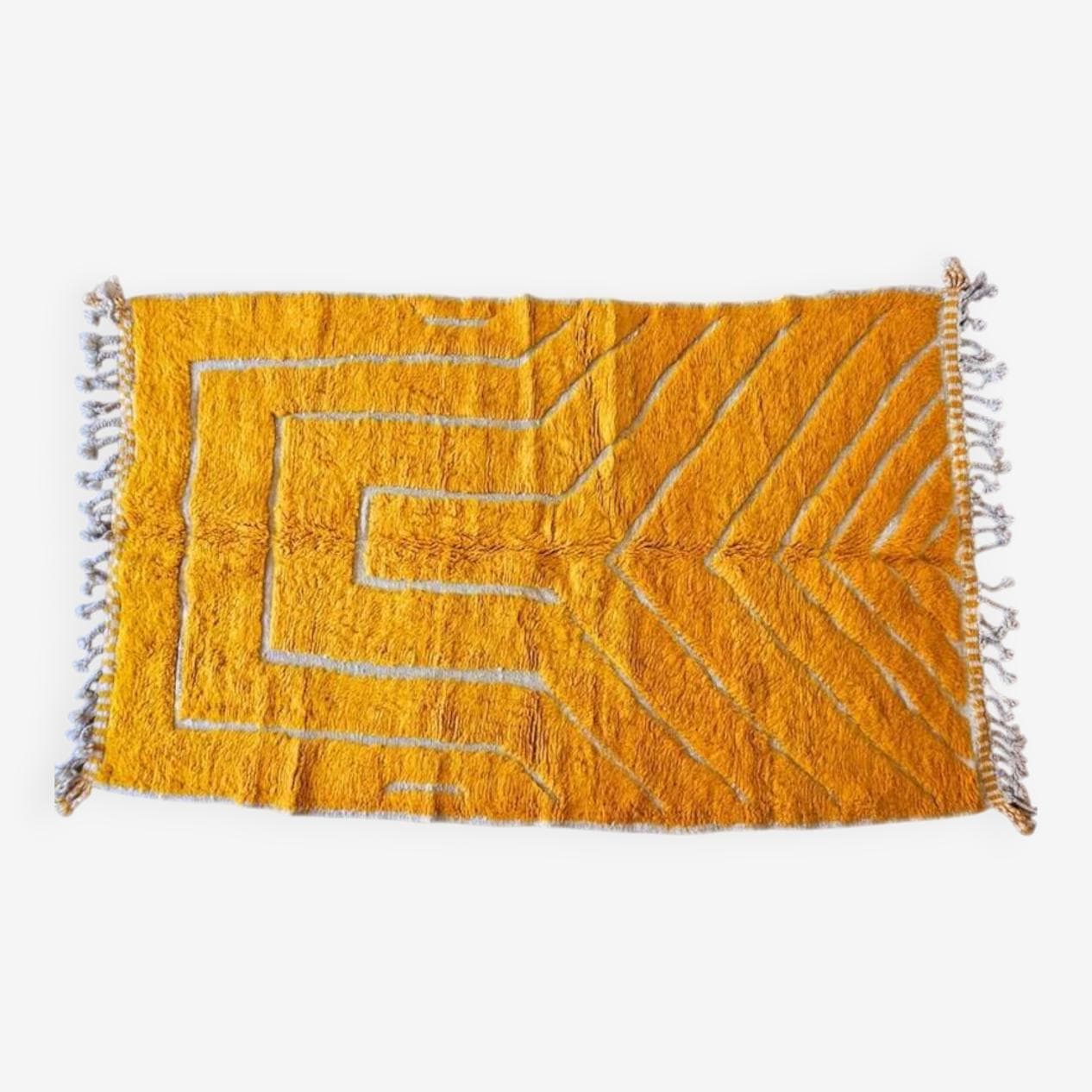 Ręcznie tkany dywan 250x150 cm, wełna, żółty, szary, Maroko - 202144