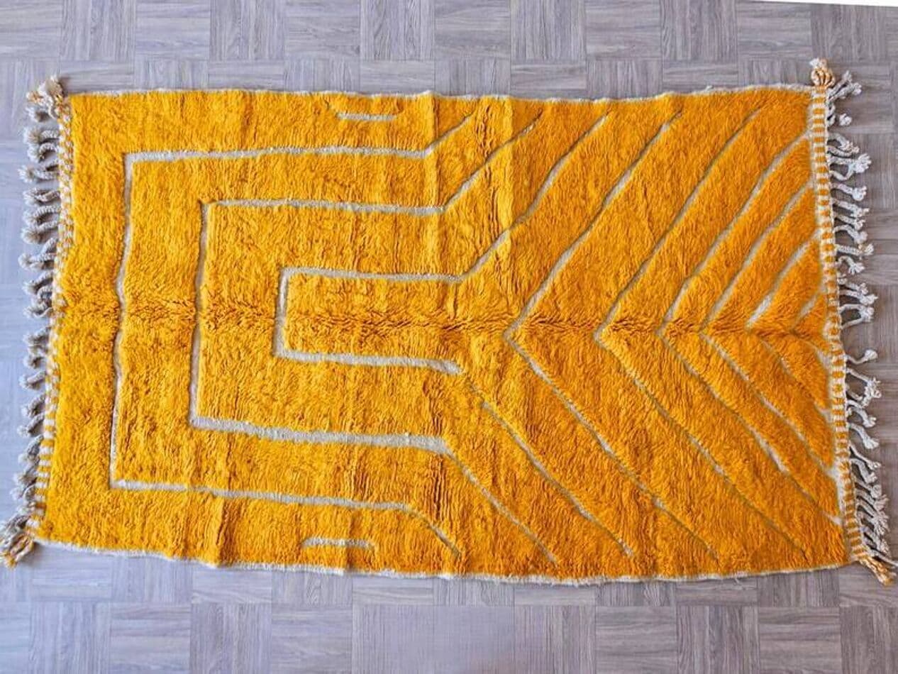 Ręcznie tkany dywan 250x150 cm, wełna, żółty, szary, Maroko - 202145