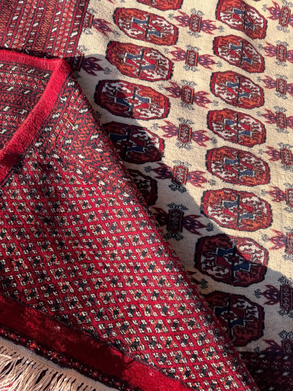 Dywan Buchara, 410x260 cm, bordo, wełna kaszmirowa, Pakistan, lata 90. - 201946