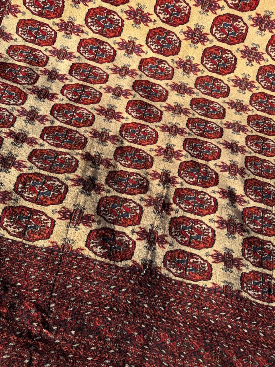 Dywan Buchara, 410x260 cm, bordo, wełna kaszmirowa, Pakistan, lata 90. - 201941