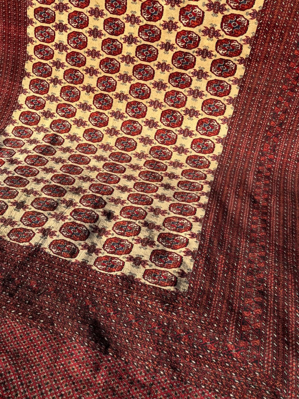 Dywan Buchara, 410x260 cm, bordo, wełna kaszmirowa, Pakistan, lata 90. - 201945