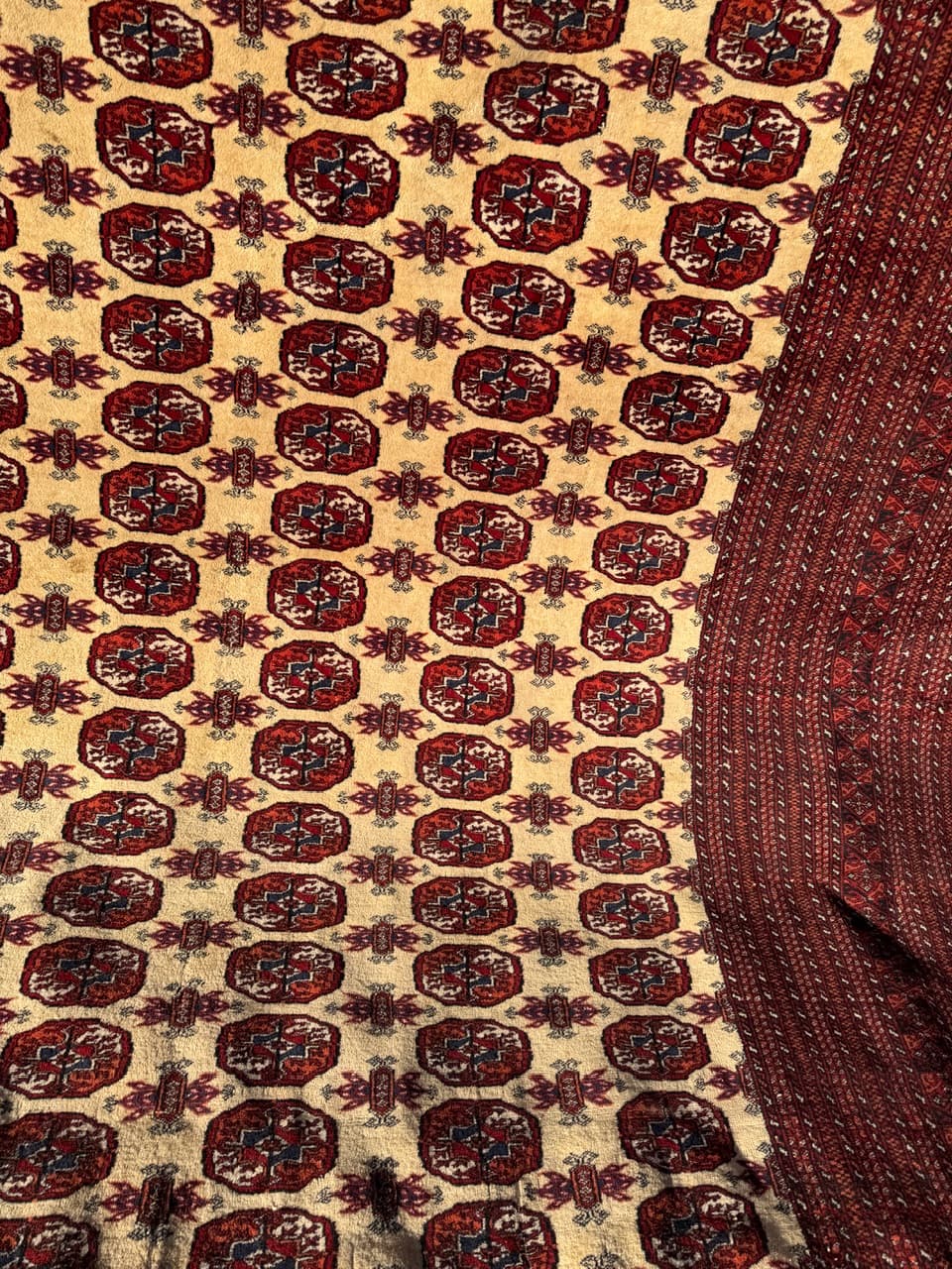 Dywan Buchara, 410x260 cm, bordo, wełna kaszmirowa, Pakistan, lata 90. - 201940