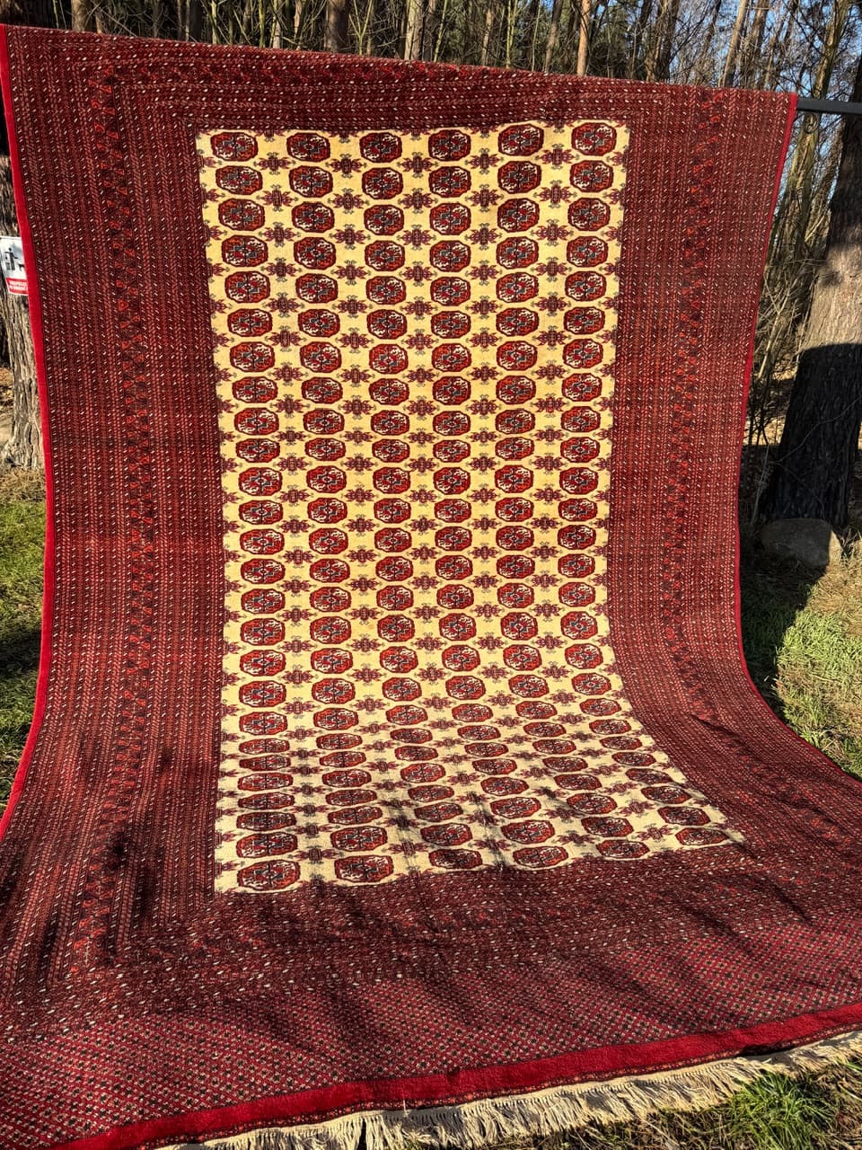 Dywan Buchara, 410x260 cm, bordo, wełna kaszmirowa, Pakistan, lata 90. - 201937