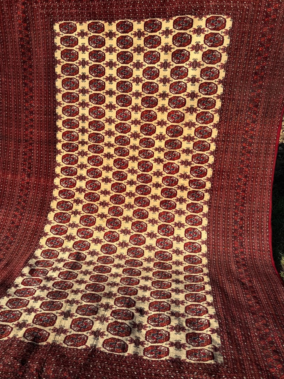 Dywan Buchara, 410x260 cm, bordo, wełna kaszmirowa, Pakistan, lata 90. - 201943