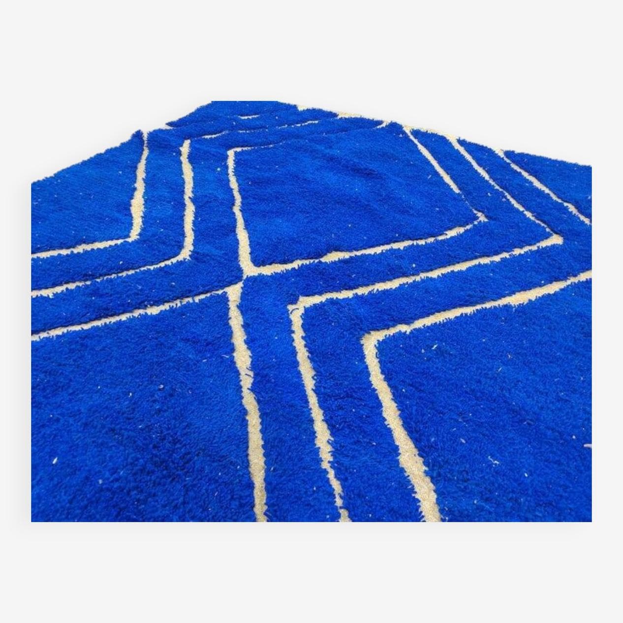 Ręcznie tkany dywan 250x150 cm, wełna, niebieski, Maroko - 202069