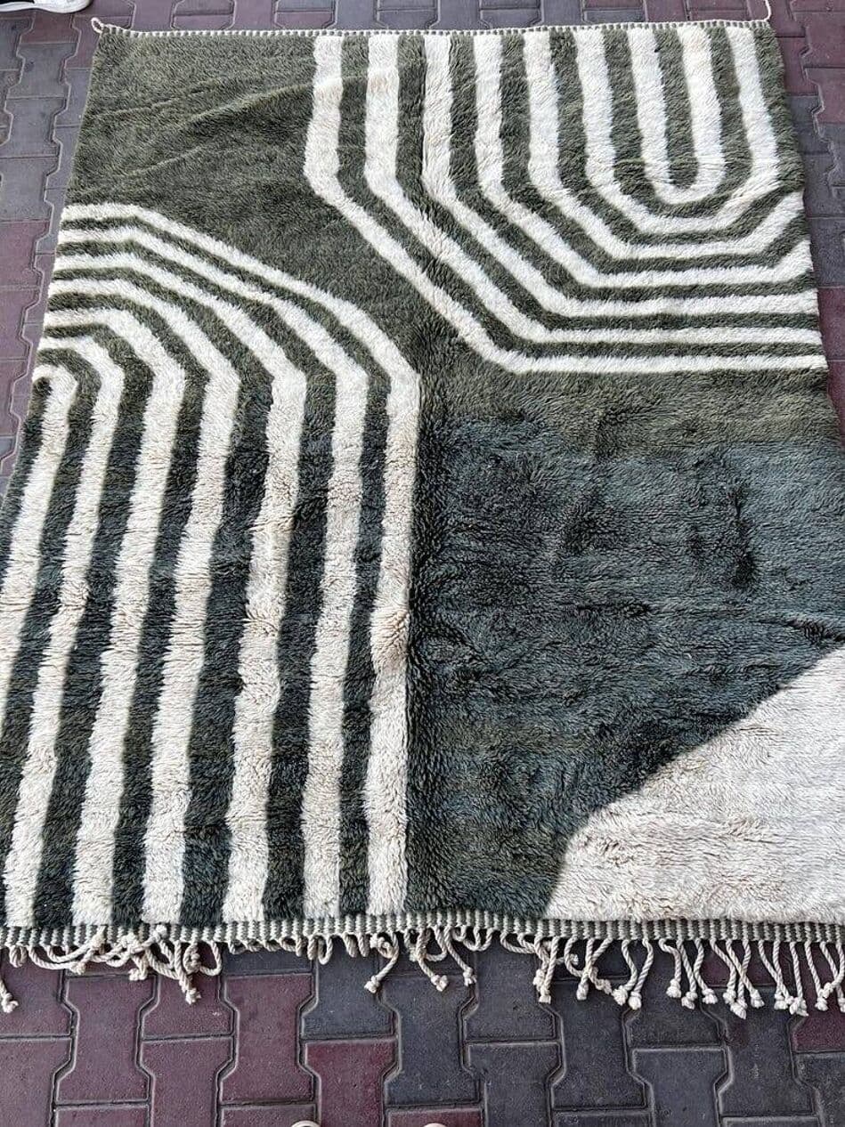 Ręcznie tkany dywan 160x260 cm, wełna, szary, kremowy, Maroko - 202063