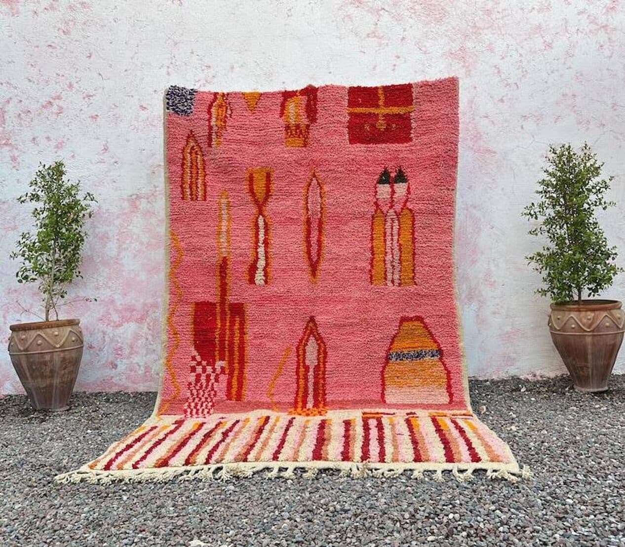 Ręcznie tkany dywan 250x150 cm, wełna, multikolor, Maroko - 202056