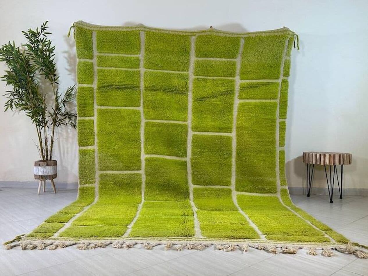 Ręcznie tkany dywan 200x300 cm, wełna, zielony, Maroko - 202042